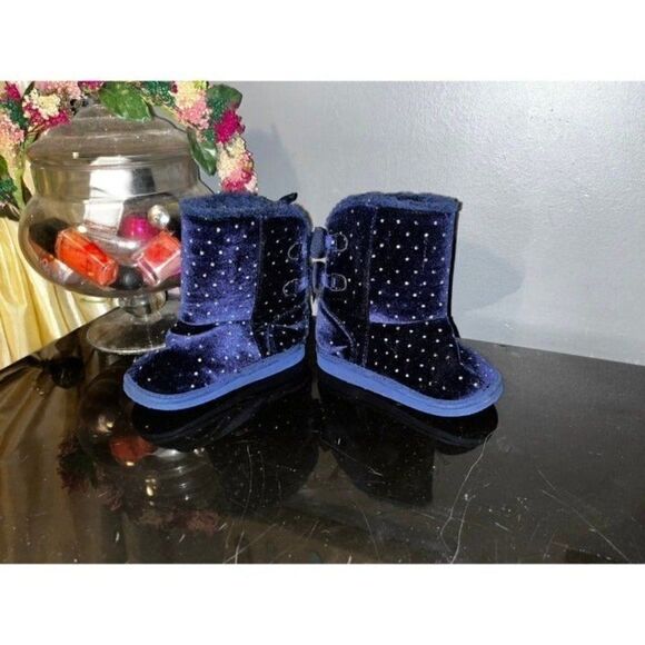 Blue Suede Bow Boots - Picture 3 of 6